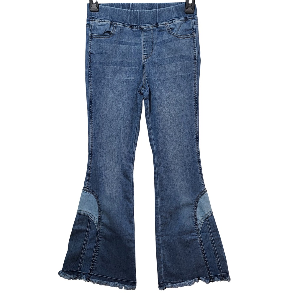 Chelsea & Violet Girls Blue Patchwork Flare Bell Bottom Jeans Medium Wash Size S